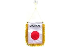 AZ FLAG - Fanion Japon pour Décoration Voiture avec Ventouse et Franges Dorées - Mini Drapeau Japonais - 13x10 cm