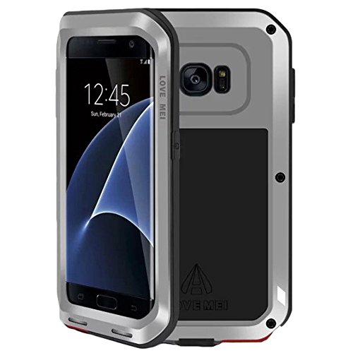 FULLLIGHT TECH - Carcasa para Samsung Galaxy S7 Edge, de metal, potente a prueba de golpes, rígida, de aluminio, metal silicona, Silver-Samsung Galaxy S7 Edge, Samsung Galaxy S7 Edge