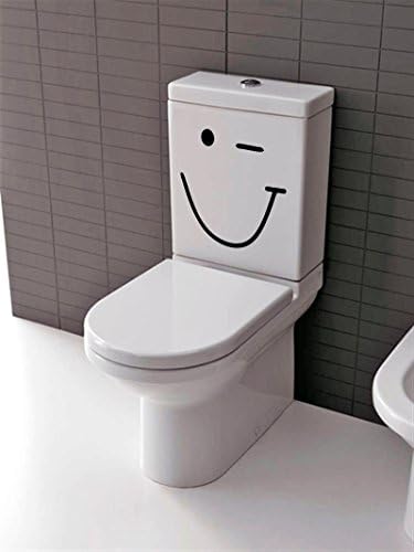 AnOL (40x34 cm) Vinyl Fridge Decal Wink Smiley Face/Cute Happy Smile Toilet Art Decor Sticker/Surfing Board Removable DIY Mural + Free Random Decal Gift
