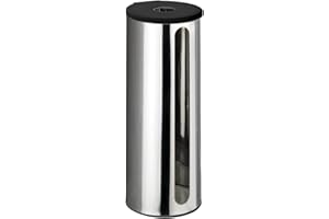 Wenko Turbo-Loc portarotolo di riserva Detroit Acciaio Portarotolo di riserva WC da Parete, per 3 Rotoli, Fissaggio Senza Trapano Lucido