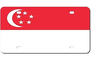 Higoss Marco de matrícula de la bandera de Singapur, placa de matrícula frontal de metal de aluminio para automóvil, marco decorativo de cubierta de matrícula de 6 x 12 pulgadas