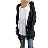 iHENGH Damen Kardigan Top,Ladies Lange ÄRmel Knitwear Open Front Cardigan Pullover LäSsige Oberbekleidung Outwear Coat Tops (EU-42/CN-XL,Schwarz)