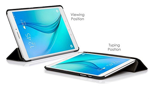 Forefront Cases Leder-Schutzhülle mit Smart-Auto Sleep-/Wake-Funktion, für Samsung Galaxy 25.65 cm, Tab Pro-black_p schwarz schwarz Galaxy Tab E 9.6 - 2