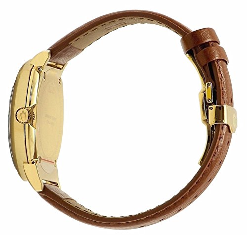 Bulova Accutron II Men's Quartz Watch with Green Dial Analogue Display and Brown Leather Strap