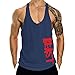 Produktbild UJUNAOR Tank Top Baumwolle Herren Gedruckt Vest Muskelshirt Sport T-Shirt Fitness Schweiß Basic Training Shirt(Marine,Small)