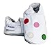 Soft leather baby shoes white with multi-coloured spots