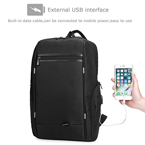 17 3 Zoll Laptop Rucksack mit USB Anschluss  Airkoul Wasserdichter Rucksack  Fasst Laptops und Notebooks bis zu 17 Zoll  Schwarz
