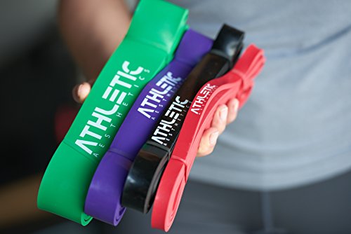 Widerstandsbänder / Fitnessbänder [Einzeln und im preiswerten Set] – In Studioqualität für Krafttraining, Bodybuilding, Powerlifting & Fitness – Für Frauen und Männer geeignet, zur Unterstützung des Trainings und bei Klimmzügen – ATHLETIC AESTHETICS - 8