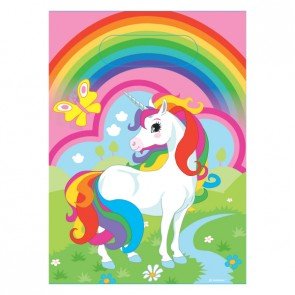 8 Kunststoffbeutel Einhorn mit Regenbogen