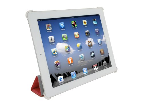 Eloja Premium Kunstleder iPad 4 / iPad 3 / iPad 2 Tasche Hülle Case, Rot, mit Smart Cover Funktion und Display Schutzfolie - 3