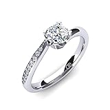 Dieser Damen-Verlobungsring Silber wurde in höchster Qualität in 925 Sterling Silber, auch 'Königin der Metalle' genannt, mit einem hervorragenden Swarovski-Zirkonia Hauptstein in AAA Qualität in hervorragender Reinheit und ebenso 9 glamourösen Zirkonia Kristallen an der Seite gleichfalls in AAA Qualität hergestellt.