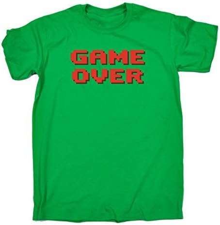 123t Slogans Kids Boy's Girl's GAME OVER (XL-Age-12-13 - KELLY GREEN) T SHIRT