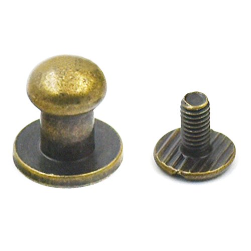 50 Sets 6 mm 5/40,6 cm Round Head Button Messing Ohrstecker mit Schraubverschluss Spots für Leder Stift bronze
