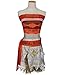 Produktbild qingning Moanae Vaianas Kostüm Disneys Prinzessin Cosplay Damen Kindern Halloween Bekleidung Halskette Dekoration Anzug (Moanas Kostüm-Kindern, 140cm)