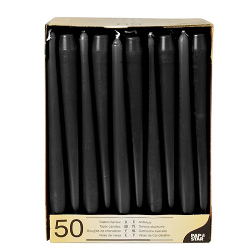 50 Leuchterkerzen Ø 2,2 cm 25 cm schwarz Spitzkerzen
