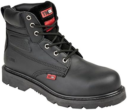 MENS TK STEEL GOODYEAR WELTED SAFETY BLACK BOOT WITH MIDSOLE STEEL TOE CAP SBP 2004 (UK 6)