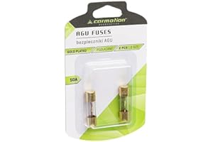 MYSHOPX AGU - Fusibili 50 A, 2 pezzi, tubo in vetro dorato, rivestimento per auto Power