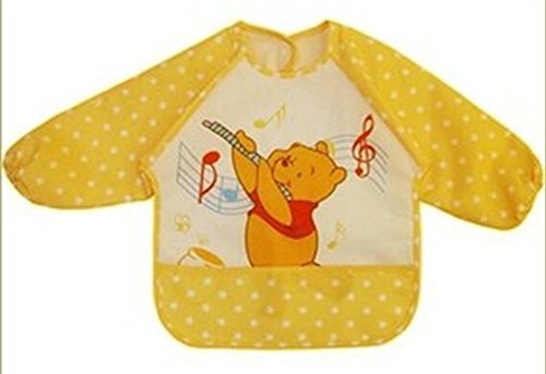 Baby Toddler Children Waterproof Long Sleeve Bibs Apron feeding Smock Yellow