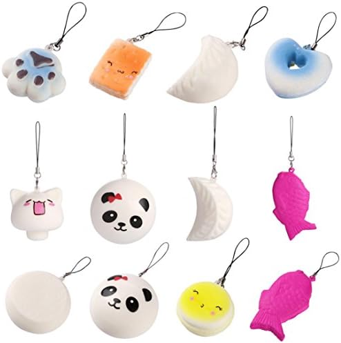 VENMO 10pcs Small Food Fruit Animals Slow Rising Squishies Keychain Packs Bread Toast Panda Bun Stress Ball Squeeze Toys Keyrings