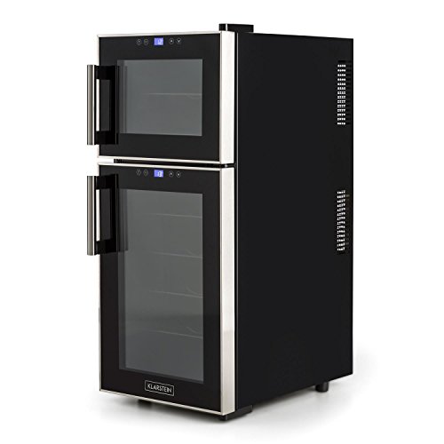 Klarstein Reserva 21 Weinkühlschrank Getränkekühlschrank (2 programmierbare Kühlzonen, 56 Liter, 21 Flaschen, Touch-Bediensektion, LCD-Display, blaue LED-Innenbeleuchtung) schwarz - 6