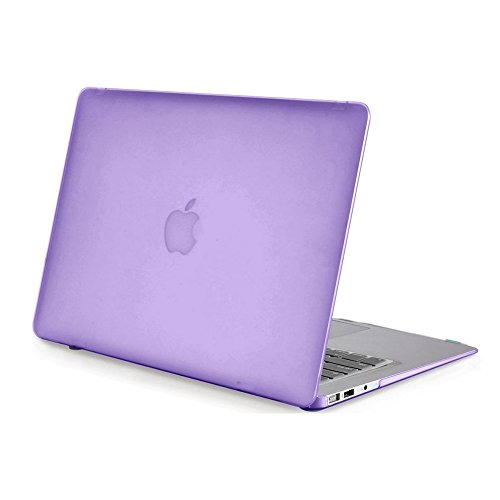 i-Buy Matte Gummierte Harte Schutzhülle Hülle für Apple Macbook Air 13.3 Zoll + Schutzfolie + Silikon Tastaturschutz + Anti-Staub-Stecker – Lila - 3