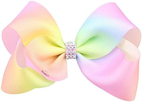 Lilyeyes Large Hair Bow Ombre Rainbow Dance Mom Girls Accessories Kids Romany Hair Clip
