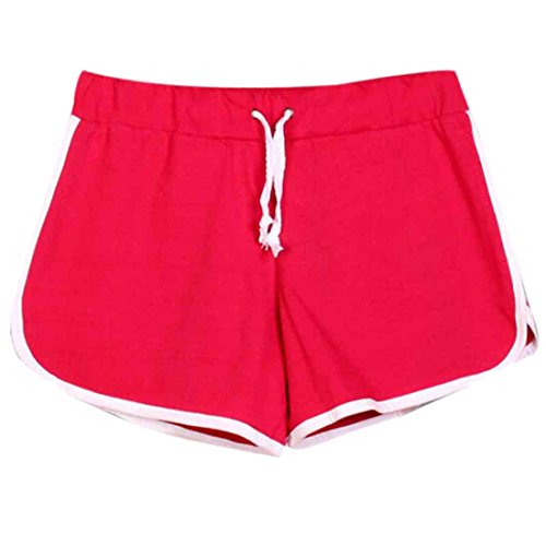 QIYUN.Z Mujeres del Lazo De La Cintura De Algodon Pantalones Cortos De Playa Al Aire Libre Ocasionales De Los Deportes Pantalones Cortos