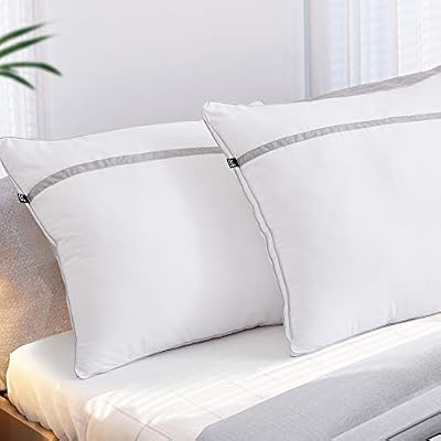 BedStory [Nouvelle Version] Oreillers Lot de 2 60x60, Oreiller Medium 60x60 avec Garnissage 3D Fibre Polyester, Glonfants et Garde la Forme, Oreiller Anti-Transpiration pour Hotêl Lit Canapé