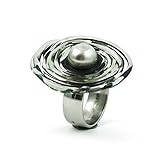  Edelstahl-Ring in Grau-Tönen mit Scheibe aus Murano-Glas  passt immer  verstellbar (16-21)  Wechsel-Ring  Personalisiertes Geschenk für sie zu Valentinstag Jahrestag Hochzeit Geburtstag Mama
