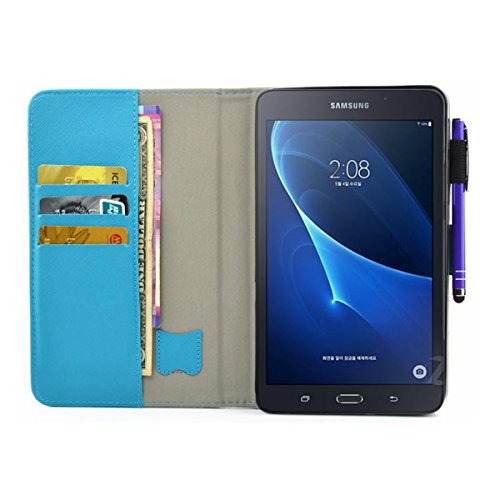 Galaxy Tab 4 7.0 T230 Hülle,Galaxy Tab 4 7.0 Lederhülle Hardcase,Ekakashop Ultradünn Bunt Schmetterlings-Baum Muster Painting Smart Ständer Cover im Bookstyle Kunstleder Schutzfolie Schutzhüllen Flip Case Tasche Etui mit Magnetverschluss Wallet Kreditkarte Card Holder Slot für Samsung Galaxy Tab 4 7.0 (T230) + 1x Kostenlos Ständer (Farbe zufällig) - 6