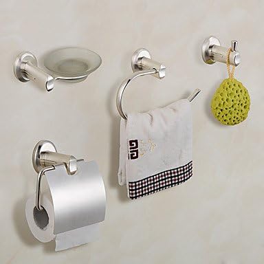 Bathroom Accessories Set,Silver Finish Wall Mount,Robe Hook, Toothbrush Holder and Tower Bars And Toilet Paper Holders