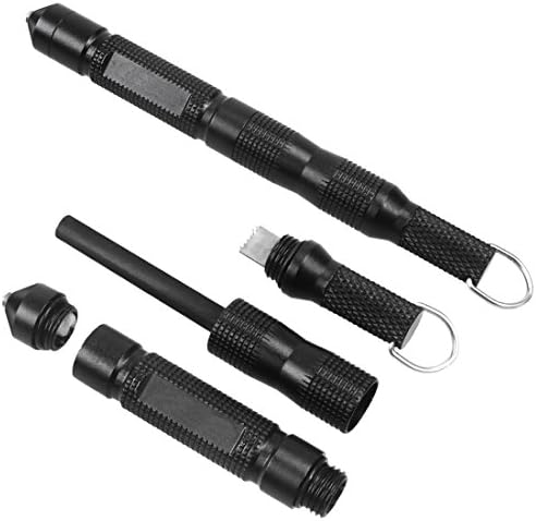 TopEUR 3 in 1 Survival Magnesium Flint Stone Fire Starter Rod with Whistle, Compass, Keychains, Emergency Survival Gear Tactical Military Grade Kit for Camping, Hiking, Hunting, Outdoor