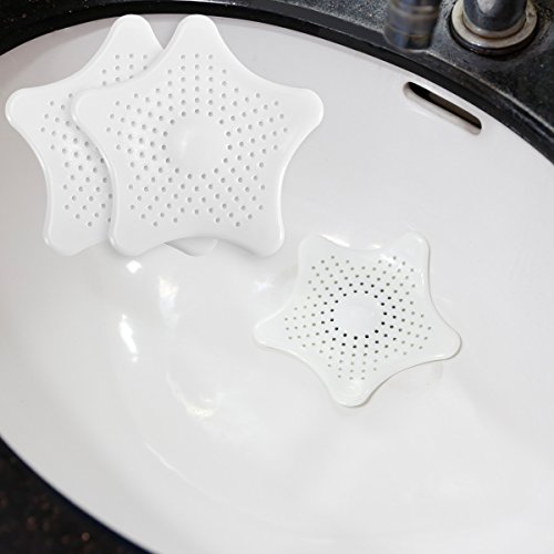 2 x weiß Silikon Haare Sieb Haarsieb Badewanne Dusche Haare Abflusssieb Küche Badezimmer Antiverstopfungs Mesh Schmutzfänger Haar Filter - 2