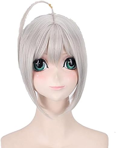 Women 16Inch(40cm) Short Saber Full Wig Cosplay Wig Party Daily Wig (grey)