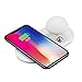 Produktbild Qi Wireless Ladegerät Schnellladestation mit Pilz Nachtlicht | Kabelloses Platz Ladestation Tragbar Fast Inductiv Universelles Kabelloses Ladegerät | für Samsung iPhone 8 / X / XS / XR / XS max (Weiß)