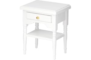 Okuyonic 1 : 12 Nachttisch, puppenhaus nachttisch Modell Nachttisch, Weiß, langlebig, mit Schublade für Mädchen zur Dekoration