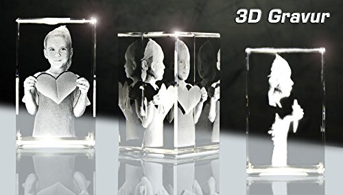 Kristallportait (3D) | Quader 80mm | 1 bis 2 Personen oder Tiere zB als Geschenk zum Jahrestag - 2