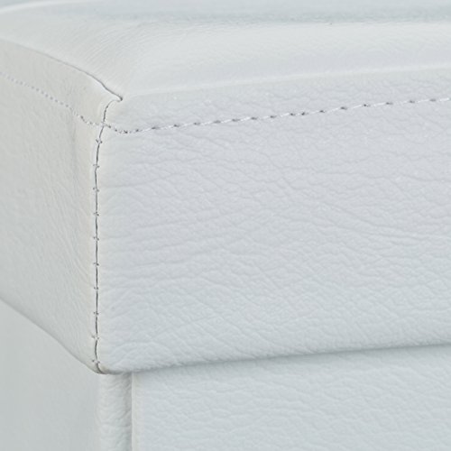 Relaxdays Faltbare Sitzbank Gr. L aus Kunstleder H x B x T 38 x 78 x 38 cm stabiler Sitzcube mit praktischer Fußablage als Sitzwürfel als Aufbewahrungsbox mit Stauraum und Deckel zum Abnehmen, weiß - 6
