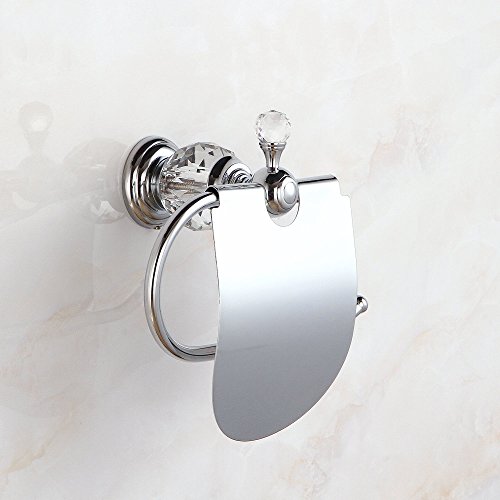 Beelee BA5210C Moderne Luxus Kristall Wandmontierte Toilettenpapierhalter mit Deckel, Chrom - 9