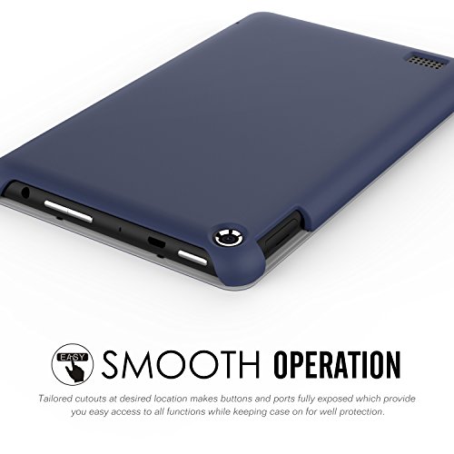 MoKo Fire 7 2015 Hülle – Ultra Slim Lightweight Schutzhülle Smart Cover Case mit Standfunktion für Amazon Fire 7.0 Zoll (5. Generation – 2015 Modell) Tablet, Marineblau - 5