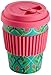 Produktbild Pukka To-Go-Becher aus Bambus, wiederverwendbarer Trinkbecher, umweltfreundlich, pink türkis floral, 340ml