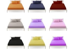 STORE SORRENTO Completo letto singolo Irge in cotone lenzuolo sopra,lenzuolo sotto,1 federa (Arancio)