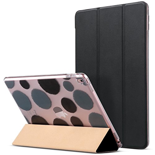 Neues iPad 2017, 9.7 Zoll Hülle, ULAK ultra dünne magnetische Selbstweck u. Schlaffunktion intelligente Abdeckung Trifold Standplatz-Fall mit Entwerfer-harte rückseitige Shell für neues iPad 9.7 Zoll 2017 Modell (Schwarz)