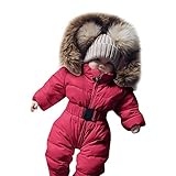 OSYARD Babykleidung,Baby Overall Strampler Daunenmantel, Säuglings Baby Junge Mädchen Winter Spielanzug Strampler Jacke mit Kapuze Overall Mit Kapuze Warme Dicker Mantel Coat Outfit Abnehmbarer Hut
