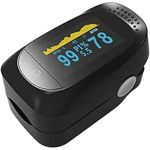 Fitlastics Fingertip Pulse Oximeter Machine with Dual Color OLED, Alarm Function, SpO2 Oxygen Levels, Heart Rate, Perfusion Index Monitor