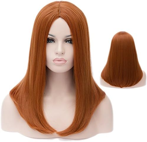 Yapeach Real Human Hair Wig, Side-Swept Bangs, Brown Red Flax Long Curly Hair Wigs for Women