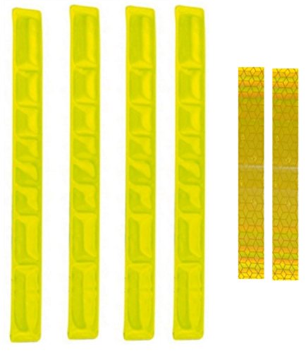 Preisvergleich Produktbild Reflexbänder Set 6er Reflexband Reflektorband Schnapparmband und reflektierende Klebebänder - Konturmarkierung Gelb