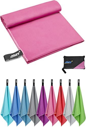 ActiDry Microfibre Towel - light and absorbent - 9 colours S M L XL sizes - great for beach, sports and outdoor activity - S (40 x 80 cm) 2 pieces - rose
