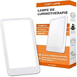 Lampe de luminothérapie 15000 lux - Puissante Lumière Anti Déprime - Lampe de Jour Réglable 3 Intensités - Efficacité Thérapeutique Prouvée contre la Dépression Saisonnière (10000 lux, 6000 lux)