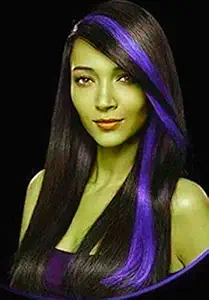 Alizz 2 Pcs Colored Hair Extension purple With Clip In Straight Piece Hair Extensions Blue Color, 5 Gram Party Highlights nakli baal Colorful Hair Streaks Hairpieces